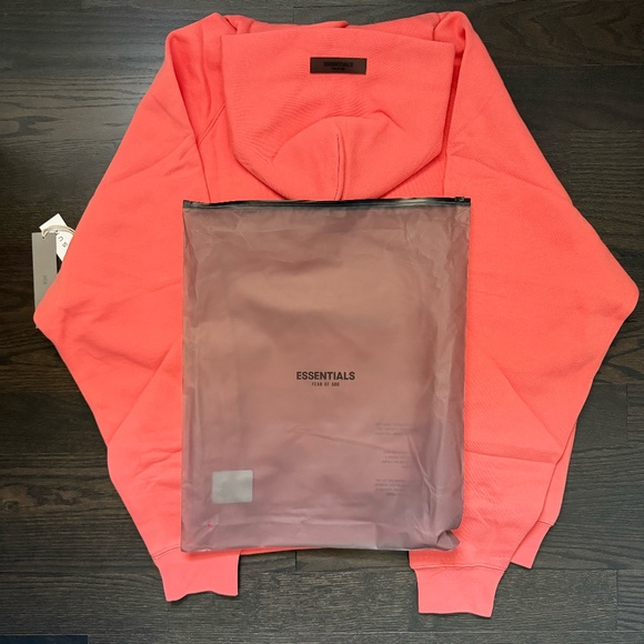 Men's Essentials Fear Of God Hoodie Size Small Coral Size Xtra Small - Picture 5 of 5
